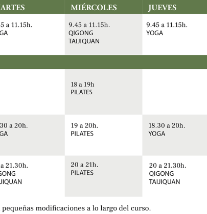 Horario de clases